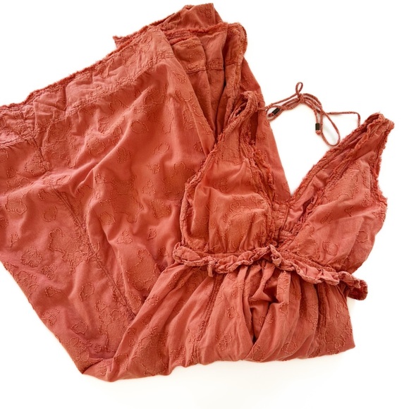 Anthropologie Pilcro Orange Textured Floral Button Front Midi Dress Womens Small - Picture 9 of 10